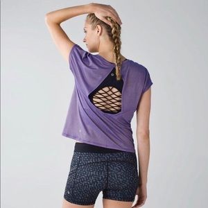 Lululemon sweaty or not crop tee Heathered iris 8